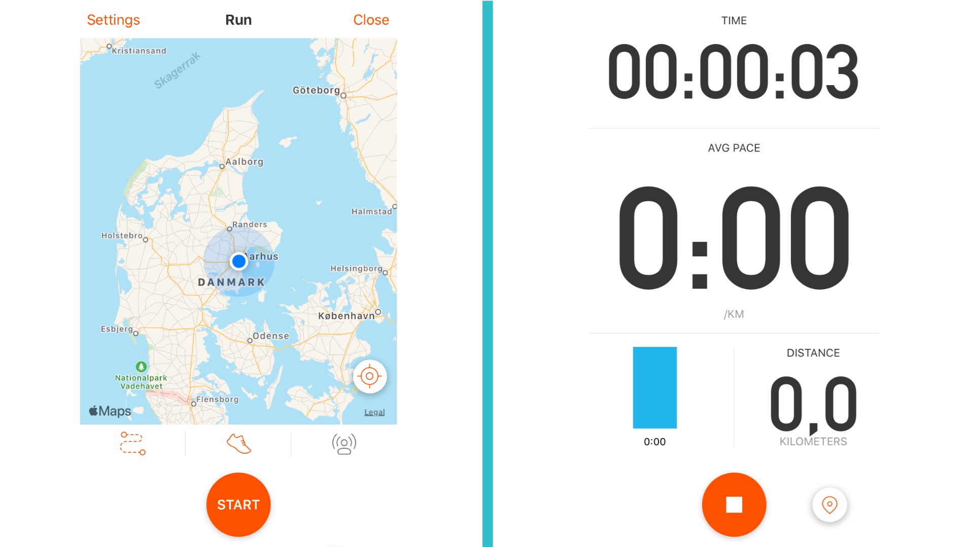 Sådan ser det ud, når du bruger Stravas app til at tracke din løbe- eller cykeltur.
